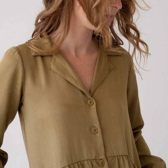 TIRALAHILACHA | Tracy Shirt Dress 100% Tencel in Mustard