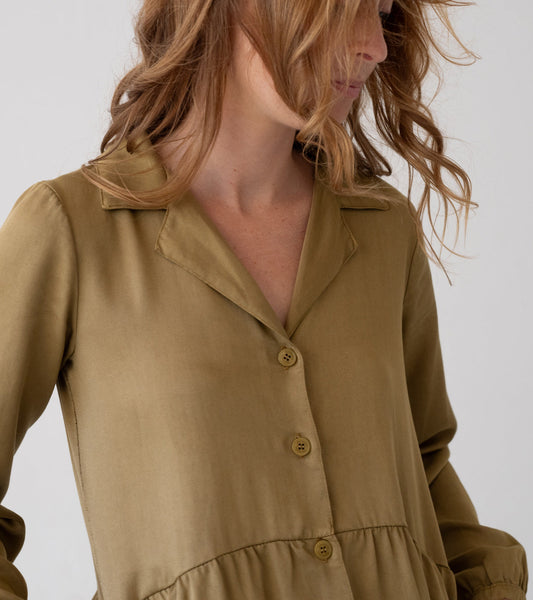 TIRALAHILACHA | Tracy Shirt Dress 100% Tencel in Mustard