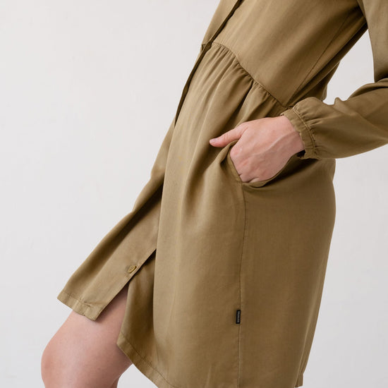 TIRALAHILACHA | Tracy Shirt Dress 100% Tencel in Mustard