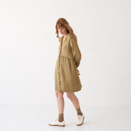 TIRALAHILACHA | Tracy Shirt Dress 100% Tencel in Mustard