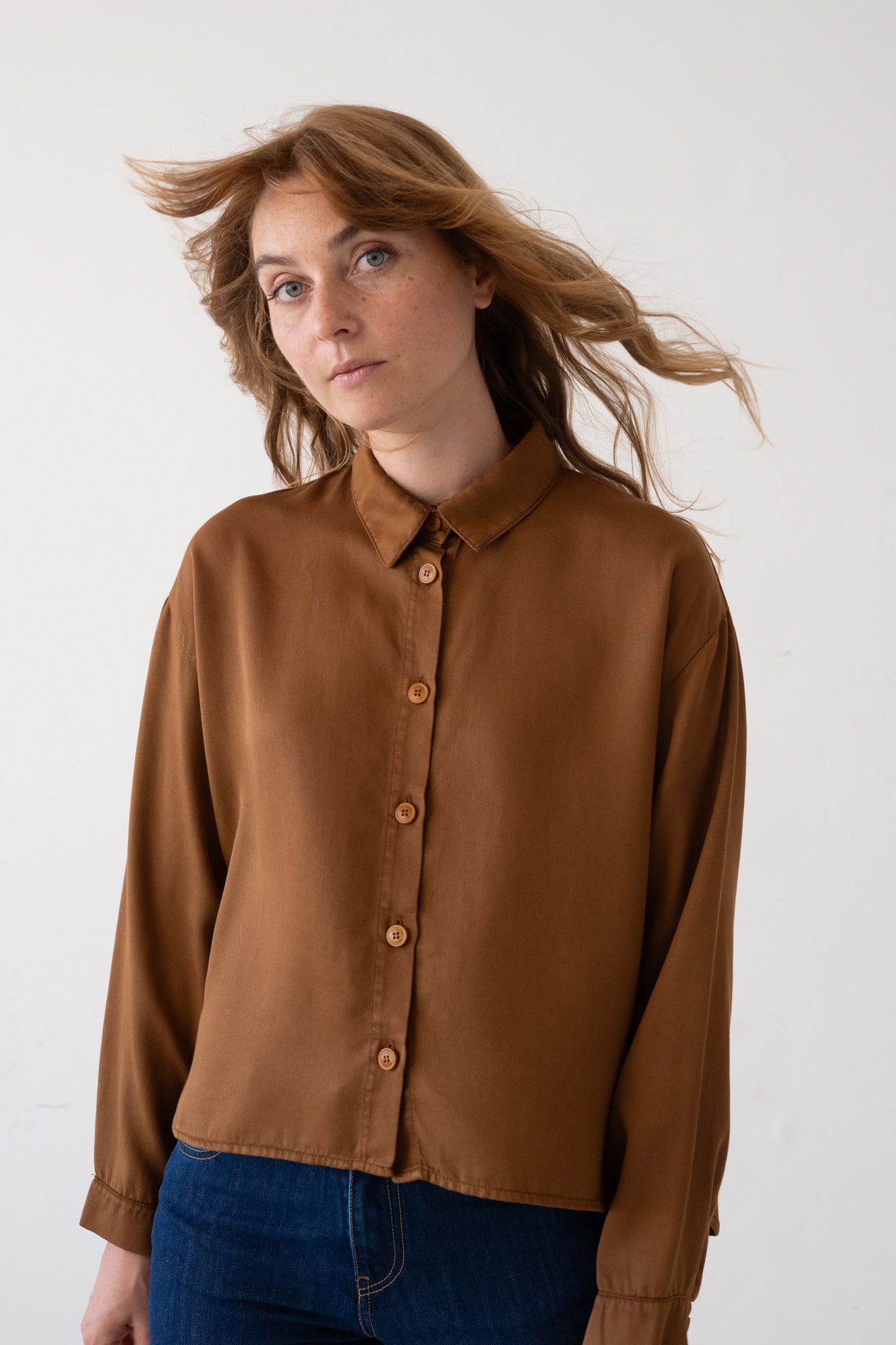 TIRALAHILACHA | Tait Oversized Shirt 100% Tencel in Terracotta