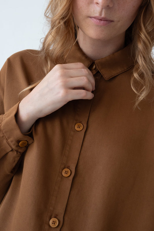 TIRALAHILACHA | Tait Oversized Shirt 100% Tencel in Terracotta