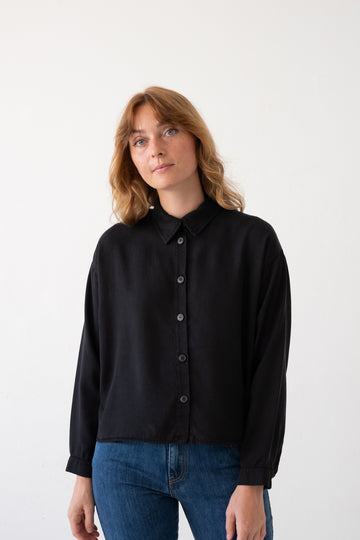 Tait Oversized Shirt 100% Tencel in Berry Black