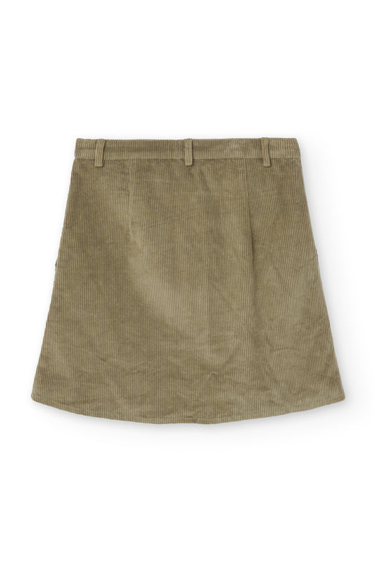 Falda pana algodón orgánico verde