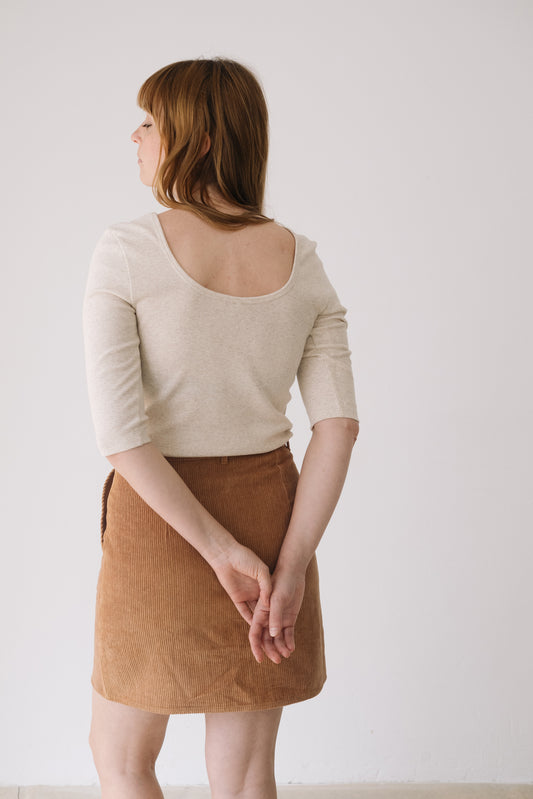 Falda pana algodón orgánico teja