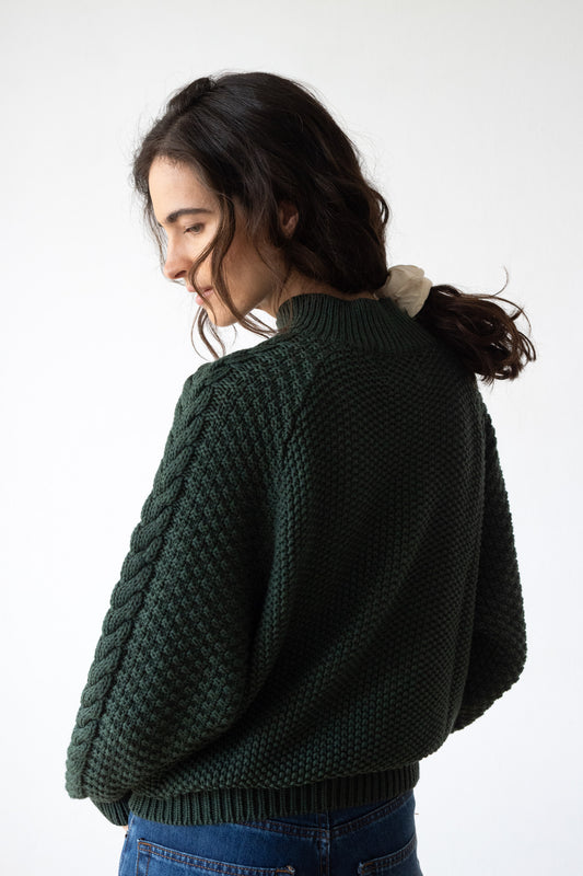 Turner sweater forest green organic cotton