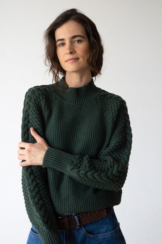 Turner sweater forest green organic cotton
