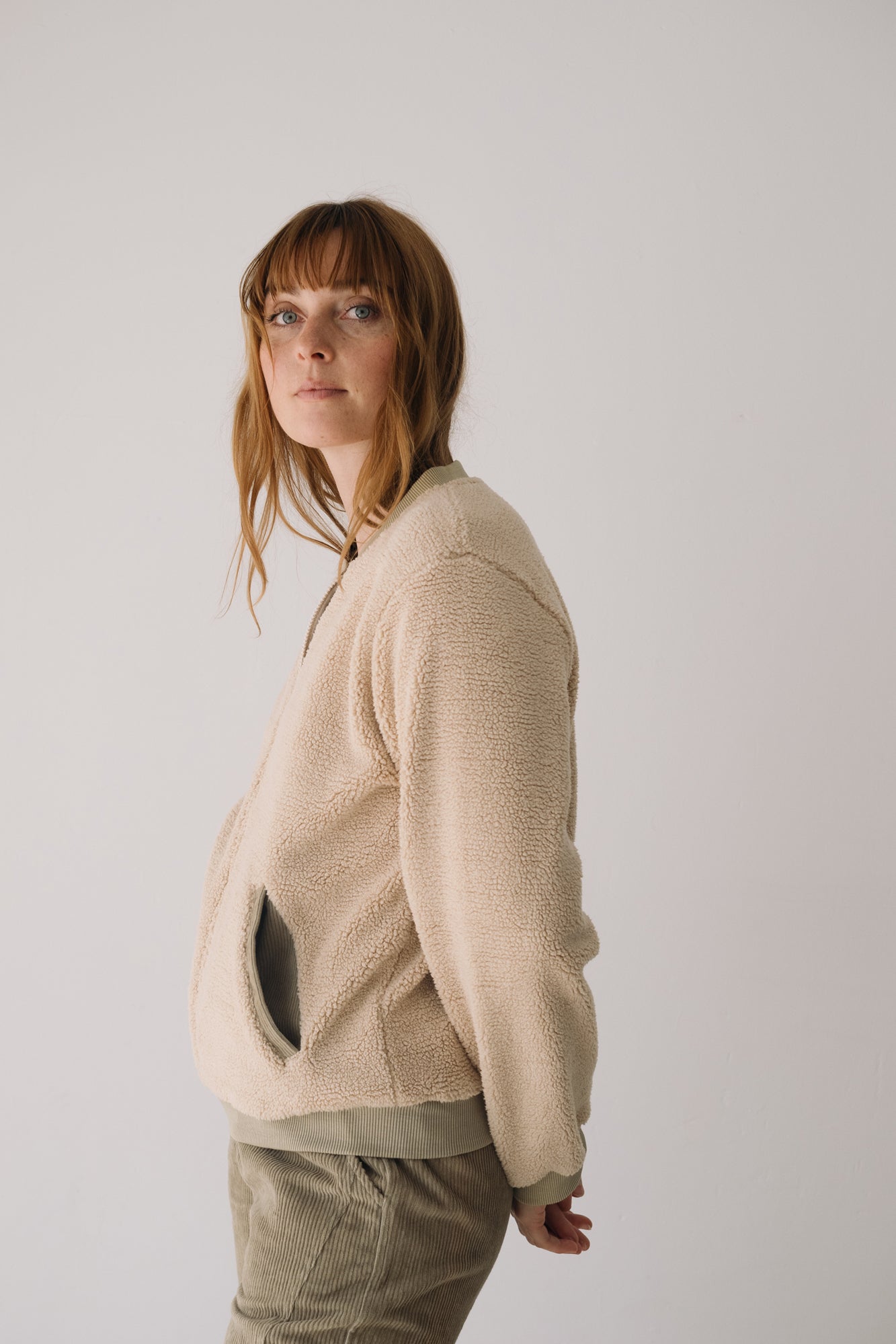 Organic Sherpa Jacket In Ecru Color | Fair fashion by TIRALAHILACHA