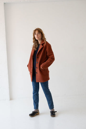 TIRALAHILACHA | Tad Chunky Wool Coat in Poppy Red