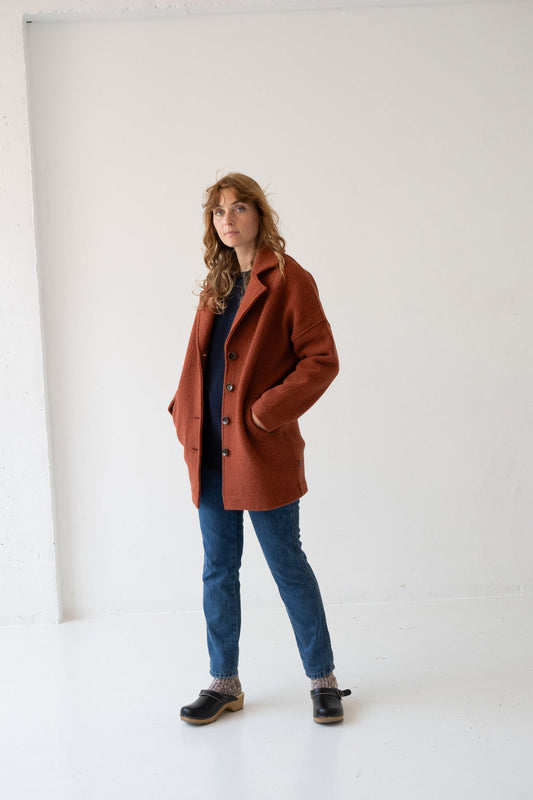 TIRALAHILACHA | Tad Chunky Wool Coat in Poppy Red