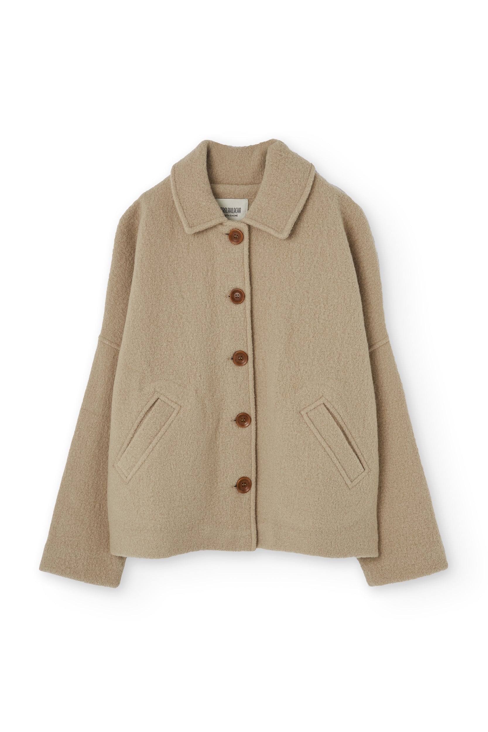 Merino Wool Short Coat In Beige | Fair fashion by TIRALAHILACHA