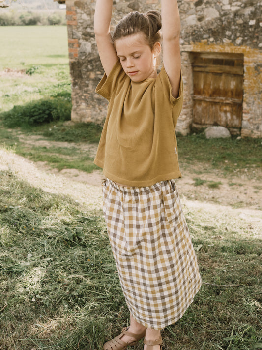 Hadiya vichy organic cotton midi skirt