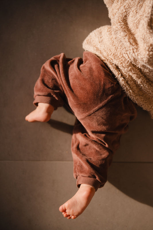 Pantalón terciopelo bebé algodón orgánico malva