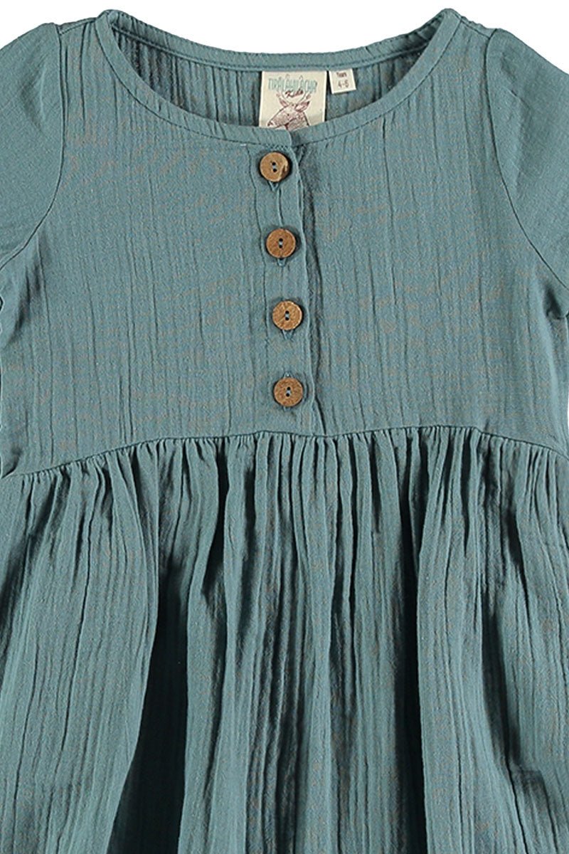 Vestido muselina azul vintage - TIRALAHILACHA