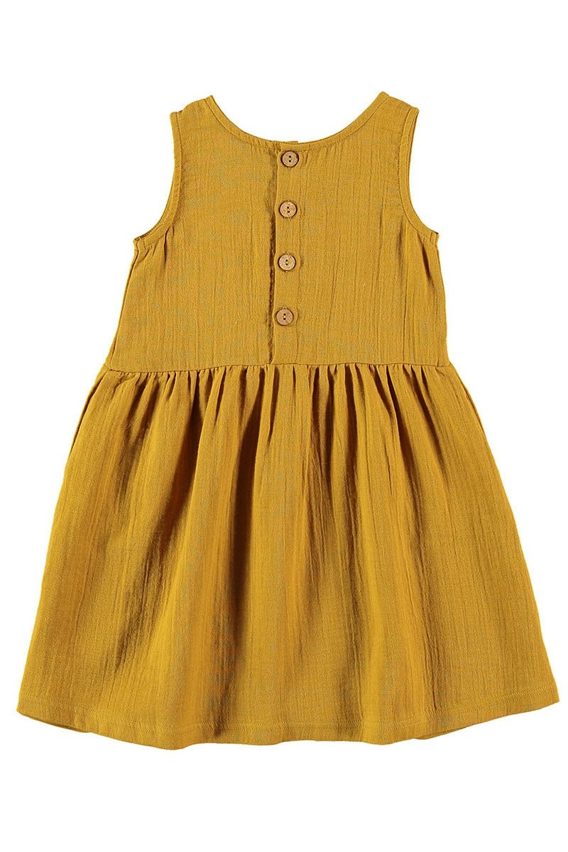 Reversible muslin dress in mustard - TIRALAHILACHA