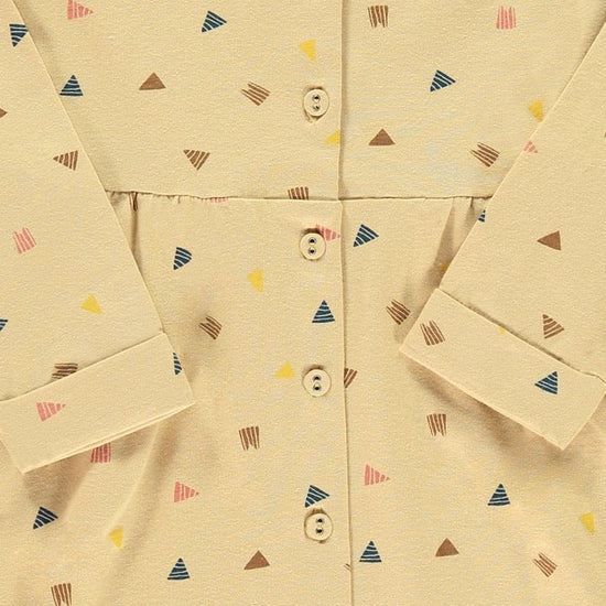 Vestido botones beige estampado triángulos - TIRALAHILACHA