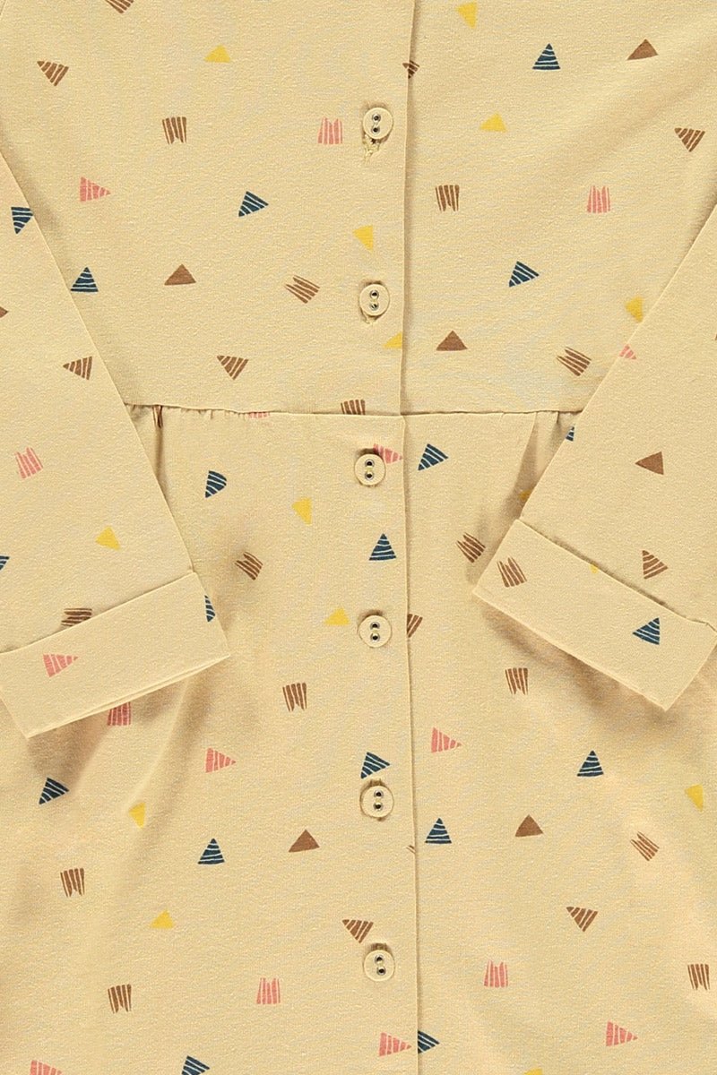 Vestido botones beige estampado triángulos - TIRALAHILACHA