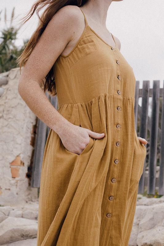 Elma's dress in mustard - TIRALAHILACHA