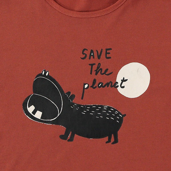 Unisex T-shirt Red Hippo in Organic Cotton - TIRALAHILACHA
