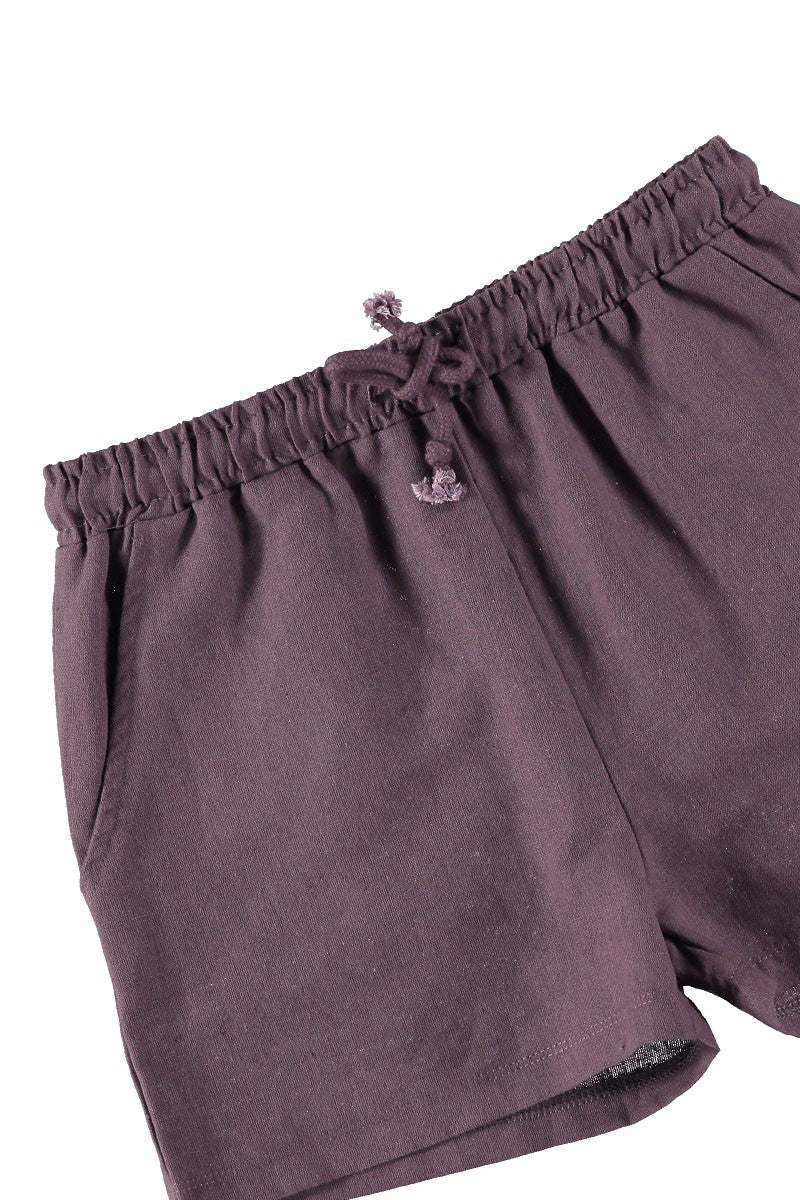 Purple Linen and Organic Cotton Shorts - TIRALAHILACHA