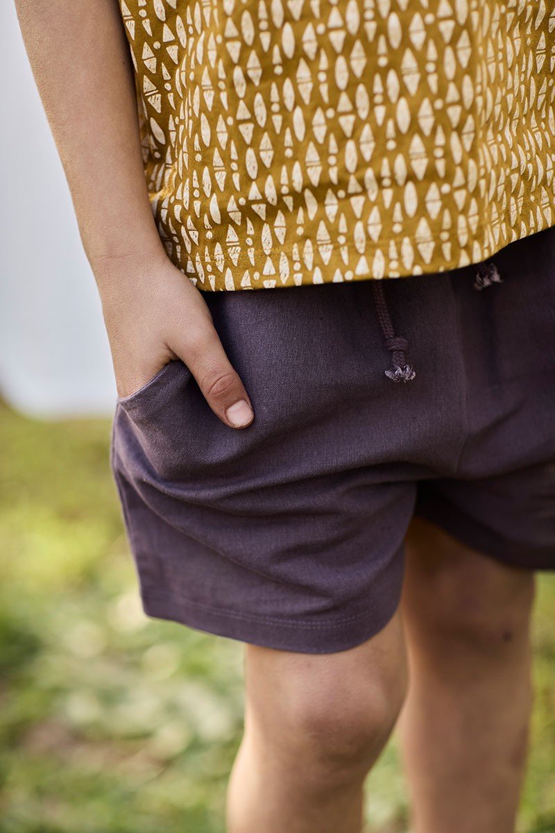Purple Linen and Organic Cotton Shorts - TIRALAHILACHA