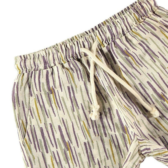 Beige Linen and Organic Cotton jungle Shorts - TIRALAHILACHA