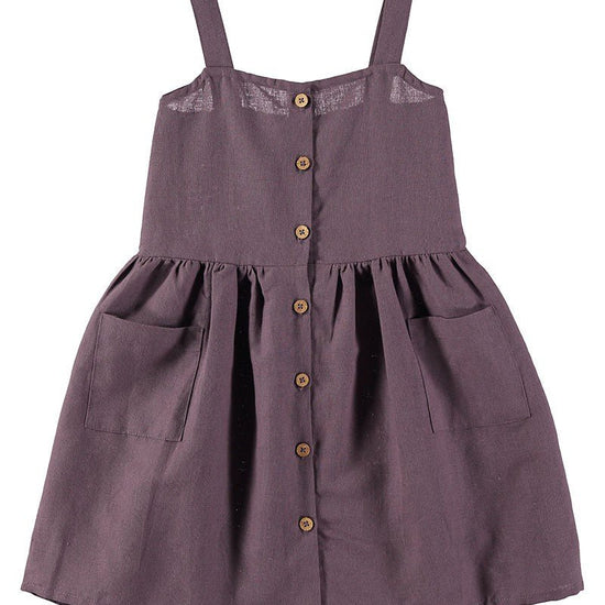 Cross Back Dress in purple made with linen and Organic Cotton - TIRALAHILACHA
