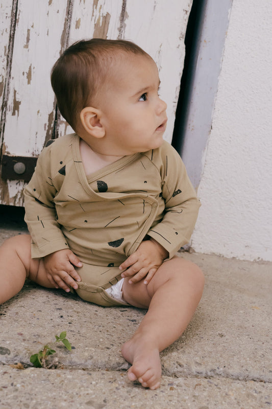 Griselle long sleeves baby bodysuit sidereal rain beige - TIRALAHILACHA