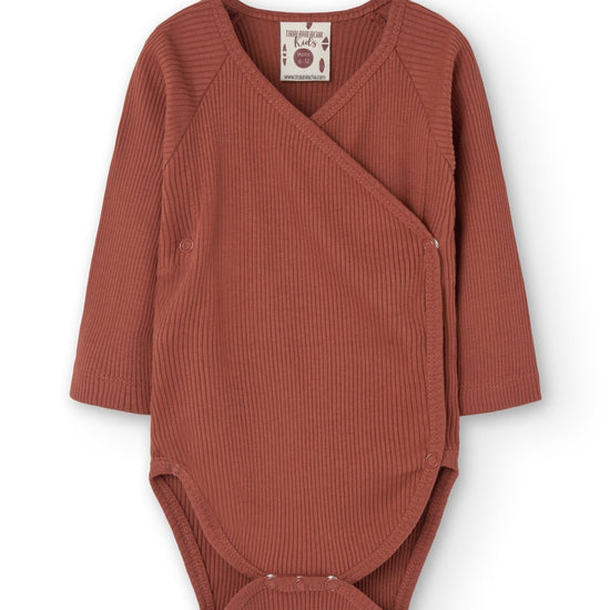 Griselle baby bodysuit with long sleeves Mars red ribbed - TIRALAHILACHA