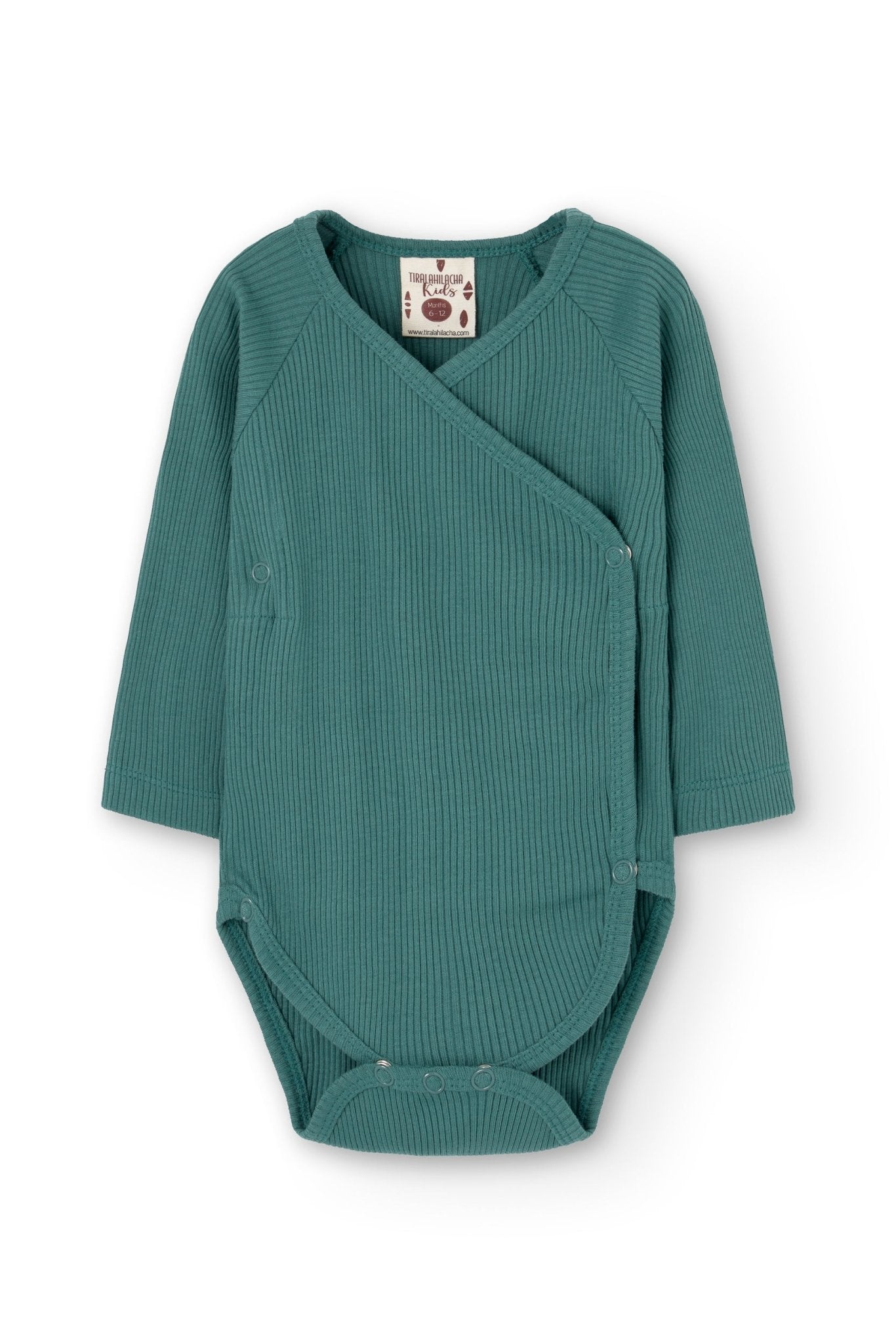 Griselle baby bodysuit with long sleeves blue ribbed - TIRALAHILACHA