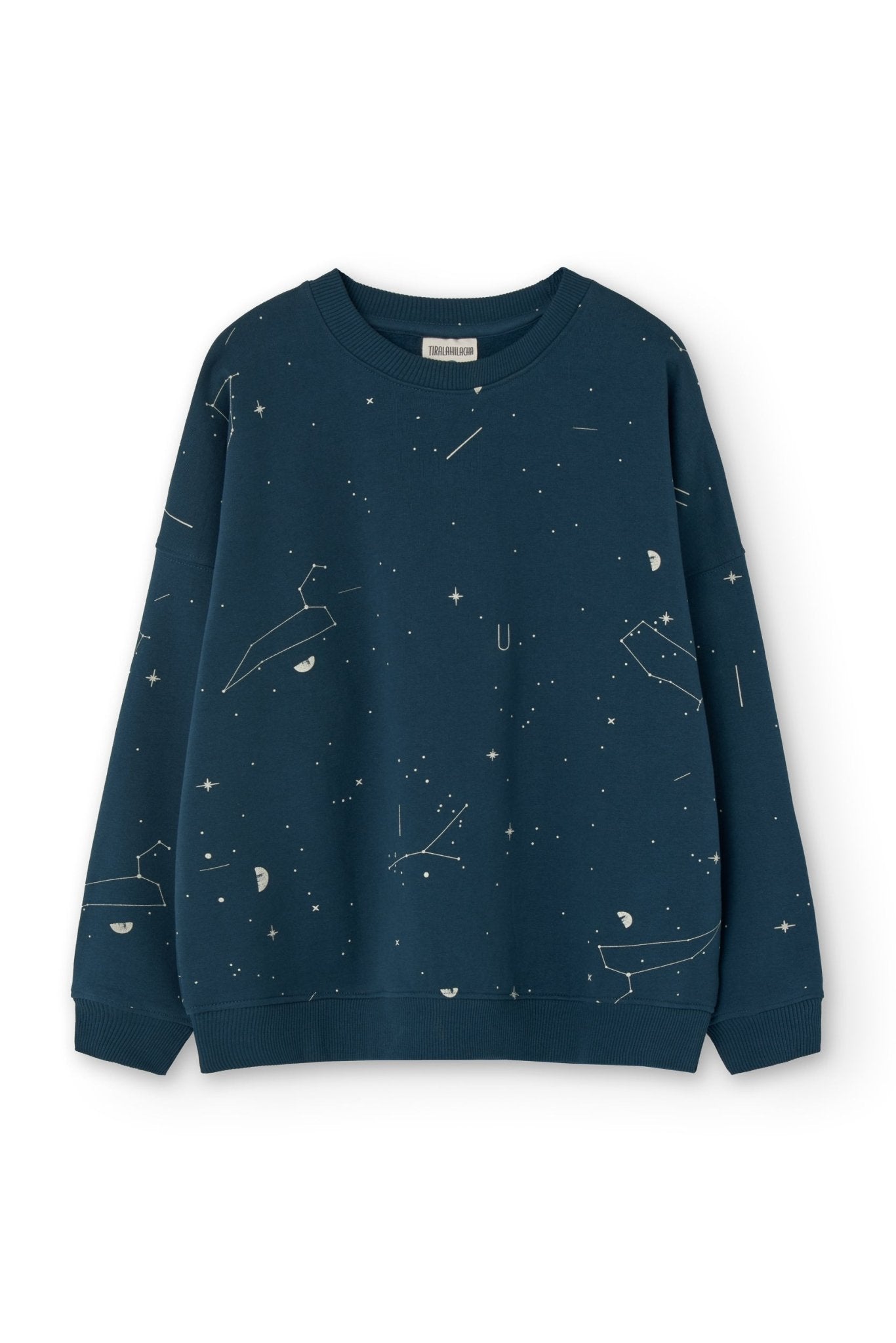 Gabriela oversize sweatshirt midnight blue constellations - TIRALAHILACHA