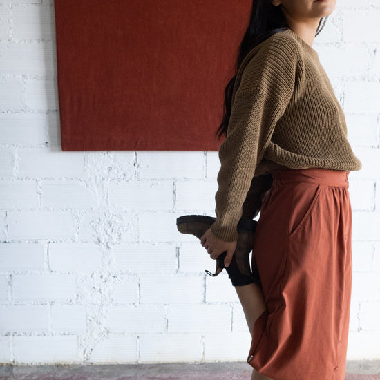 Galia midi skirt with pockets Mars red - TIRALAHILACHA