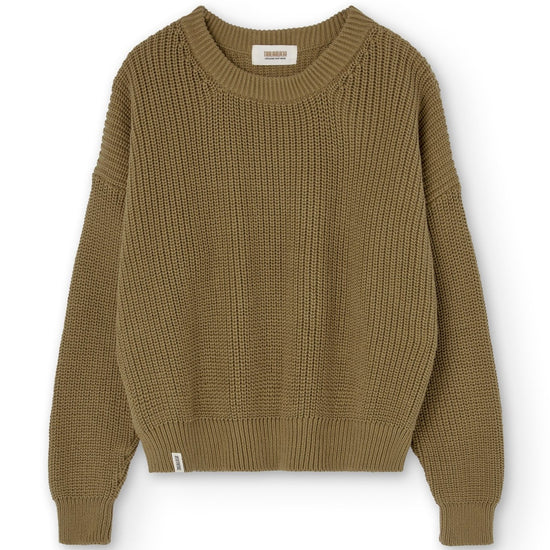 Gyra sweater green Earth brown organic cotton - TIRALAHILACHA