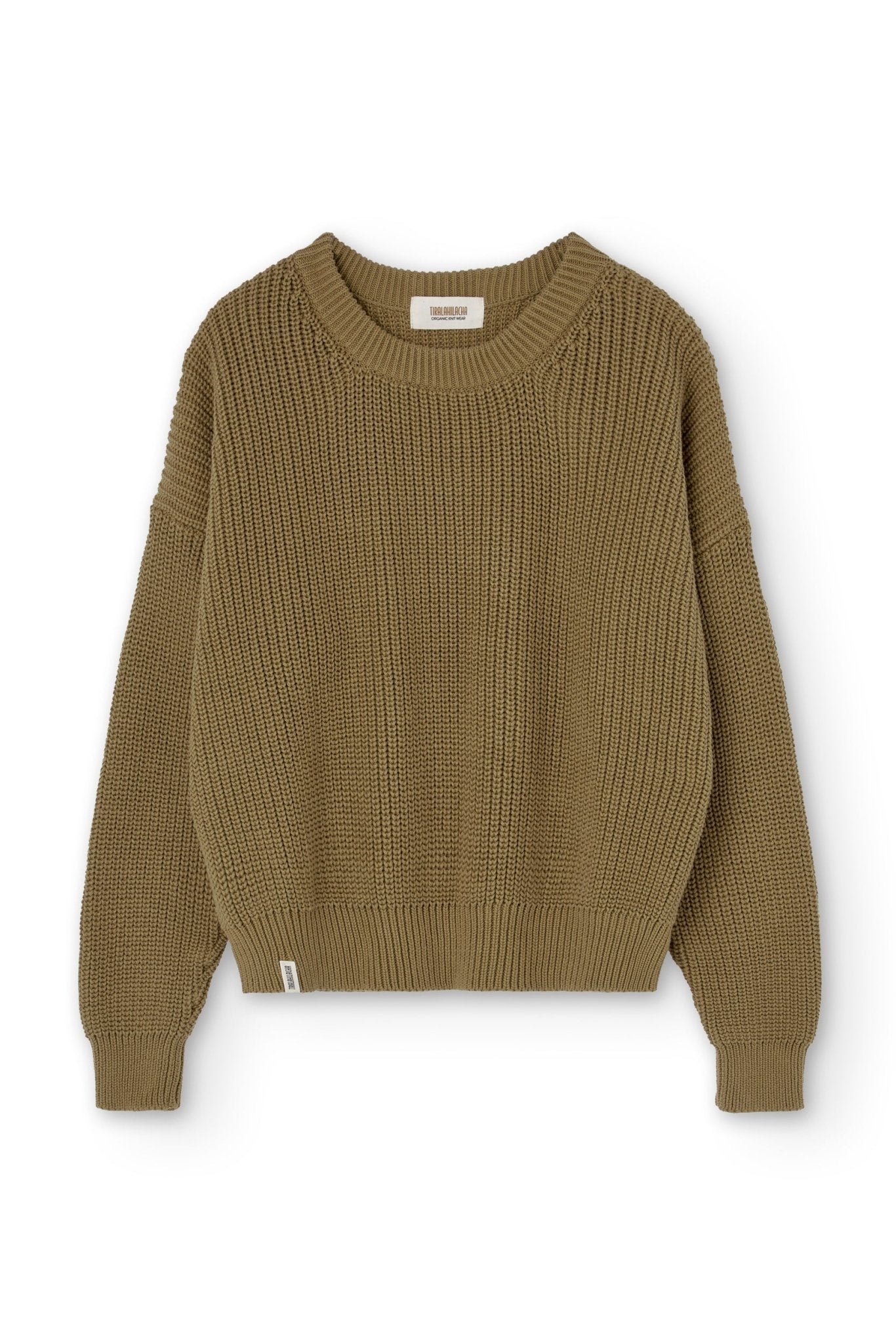 Gyra sweater green Earth brown organic cotton - TIRALAHILACHA