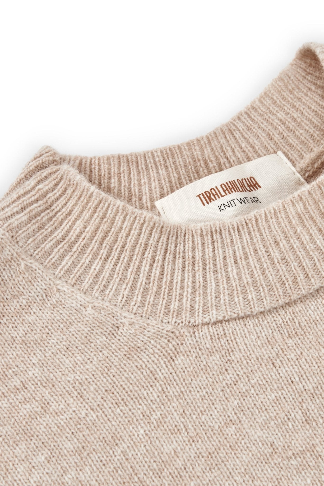 Gaudia sweater batwing sleeve merino wool beige - TIRALAHILACHA
