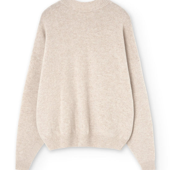 Gaudia sweater batwing sleeve merino wool beige - TIRALAHILACHA