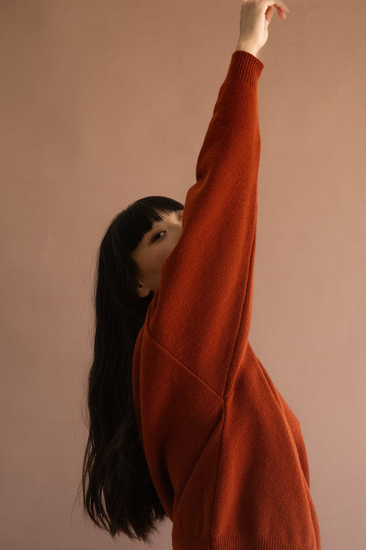 Gaudia sweater batwing sleeve merino wool red