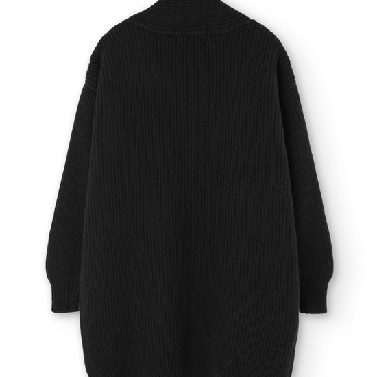 Gonda long cardigan black merino wool - TIRALAHILACHA
