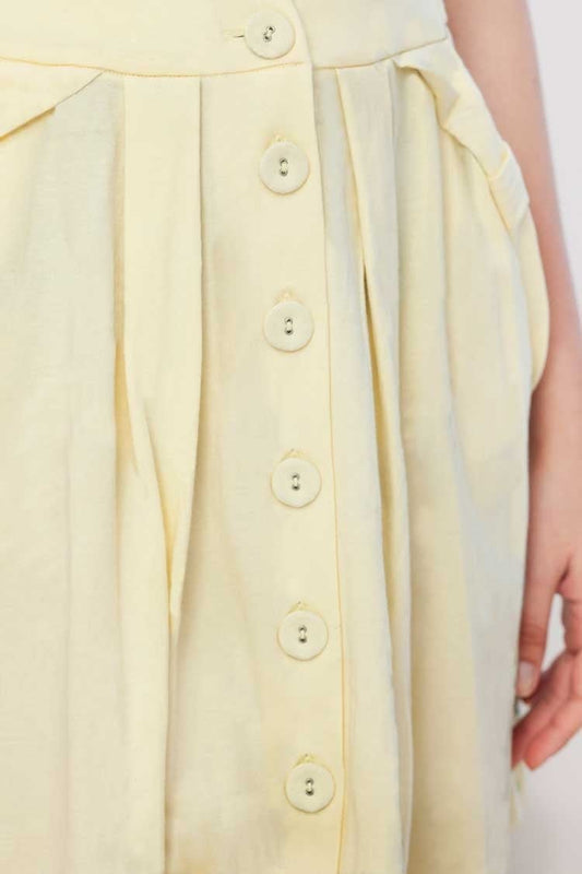 Isa Yellow plain buttoned skirt - TIRALAHILACHA