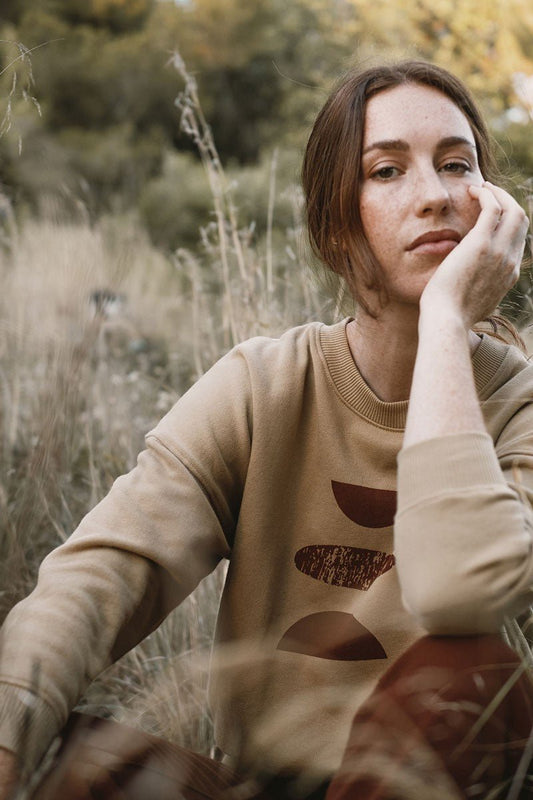 Joana Oversize Sweatshirt Forms Beige - TIRALAHILACHA