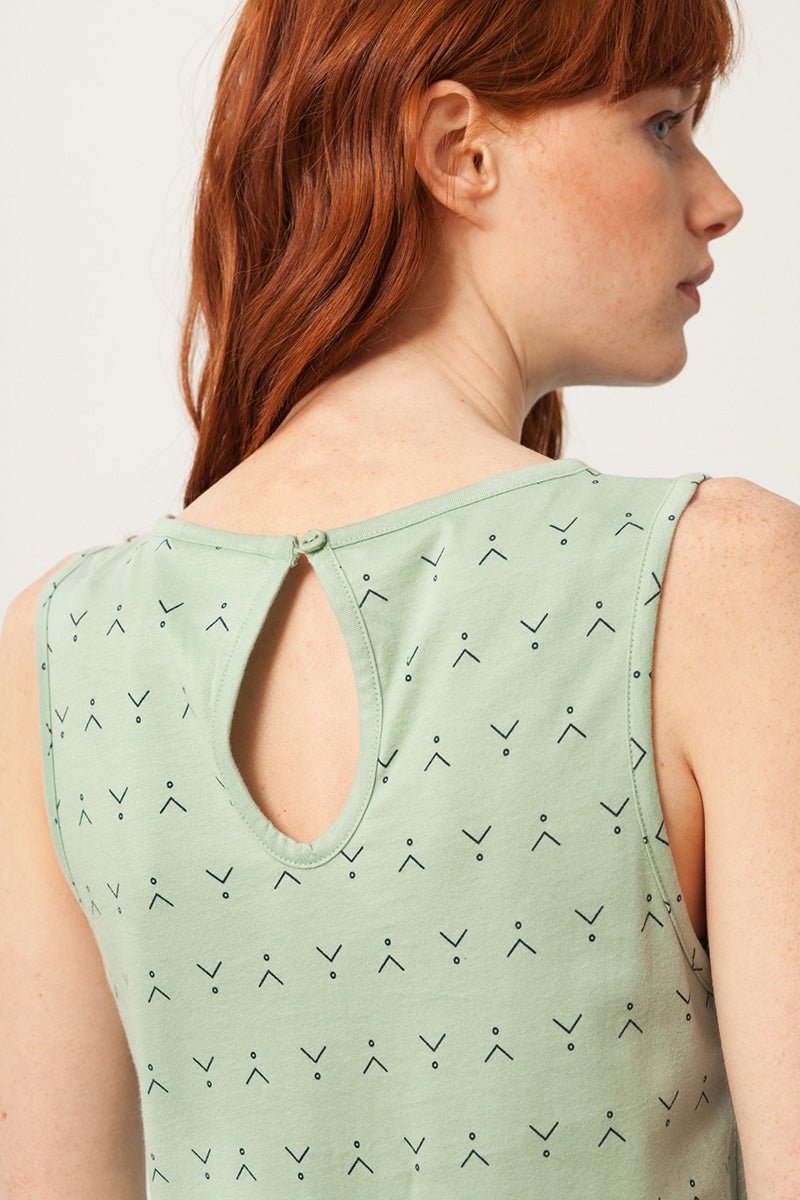 Penelope Charleston dress in mint green and abstract print - TIRALAHILACHA