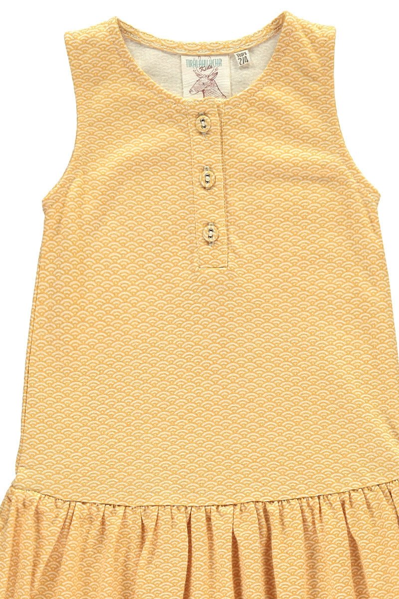 Organic charleston dress in honey yellow and japanese print - TIRALAHILACHA
