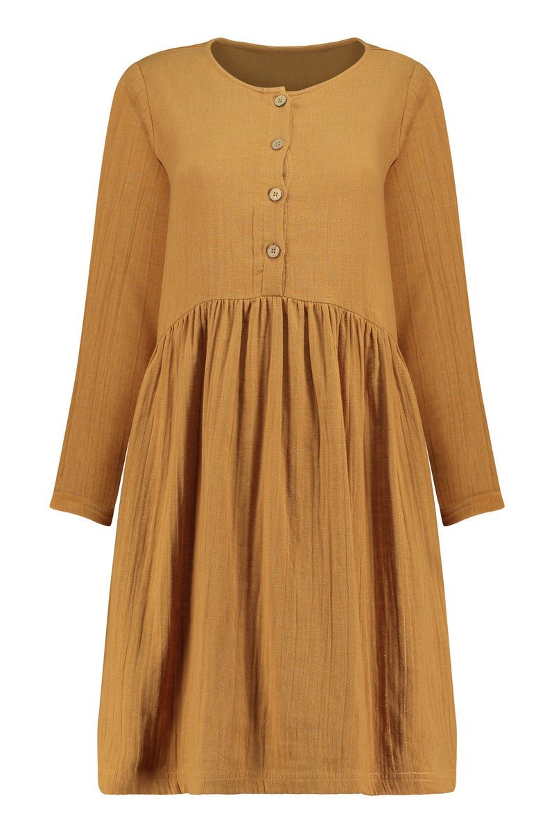 Sahar short dress in mustard - TIRALAHILACHA