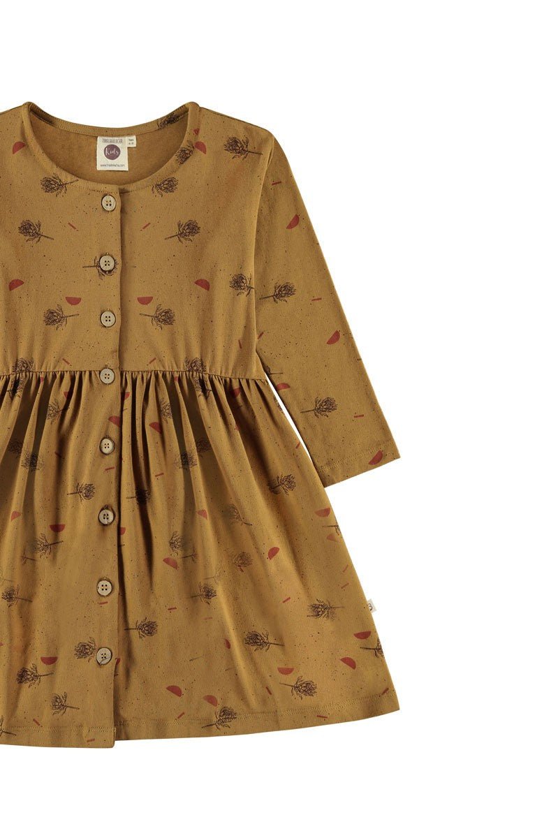 Sabrina oversize dress with dropped shoulders in mustard - TIRALAHILACHA